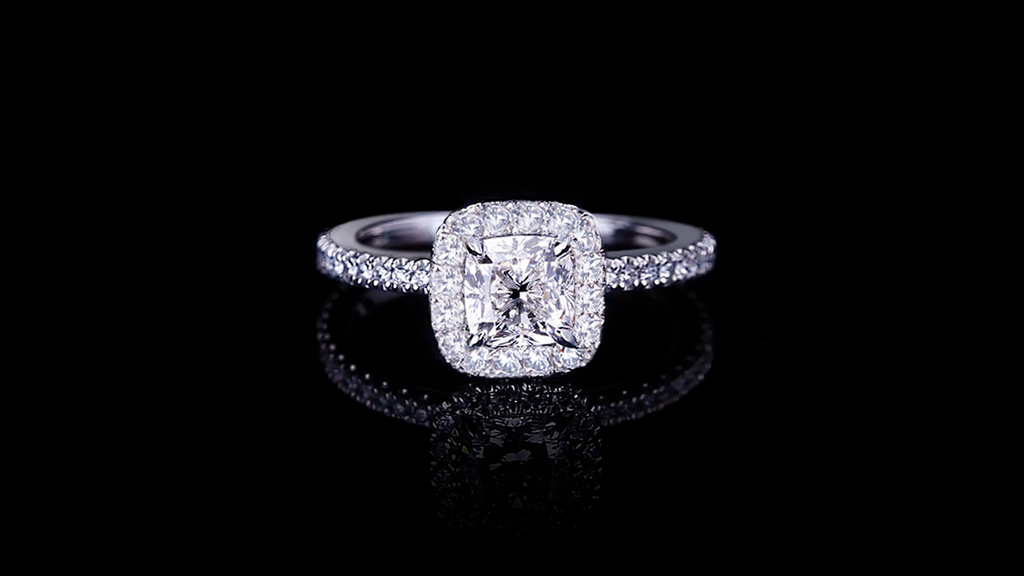 Renaissance single halo 1.03ct Cushion Diamond Engagement Ring in 18ct white gold by Stefano Canturi