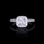 Renaissance single halo 1.20ct Cushion cut diamond engagement ring in 18ct white gold by Stefano Canturi