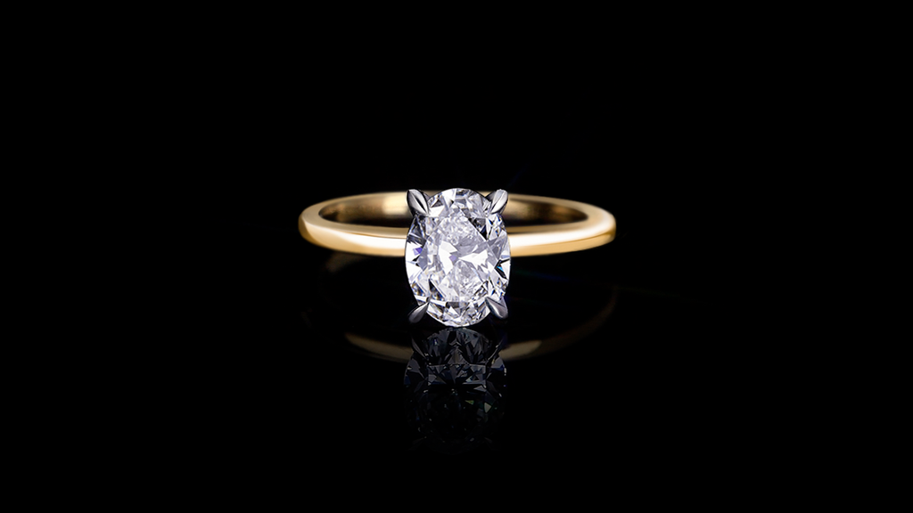 Micro 1.50ct Oval diamond engagement ring in 18ct yellow and white gold by Stefano Canturi