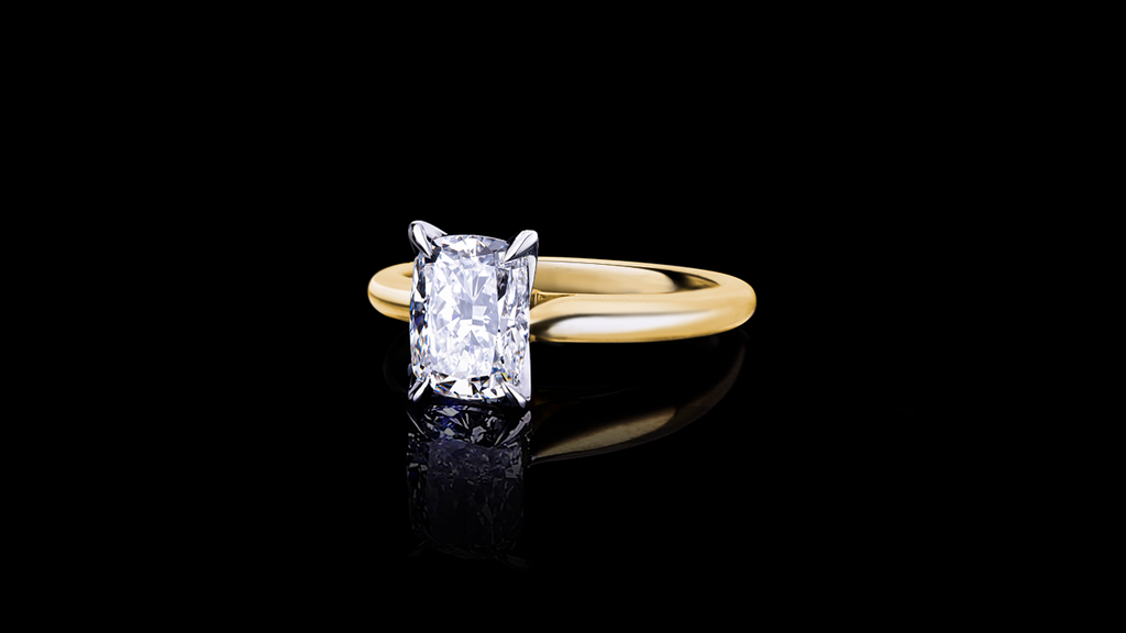 Silhouette 2.01ct Cushion Diamond Engagement Ring in platinum and 18ct yellow gold by Stefano Canturi