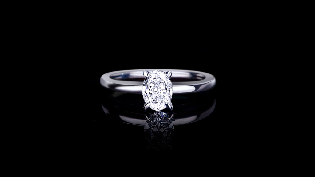 Micro 0.70ct Oval shape diamond engagement ring in 18ct white gold by Stefano Canturi