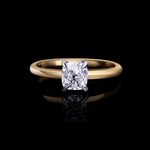 Micro 0.80ct Elongated Cushion cut diamond engagement ring in 18ct white and yellow gold by Stefano Canturi