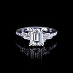 Cubism Upswept 1.50ct Emerald cut diamond engagement ring in 18ct white gold by Stefano Canturi