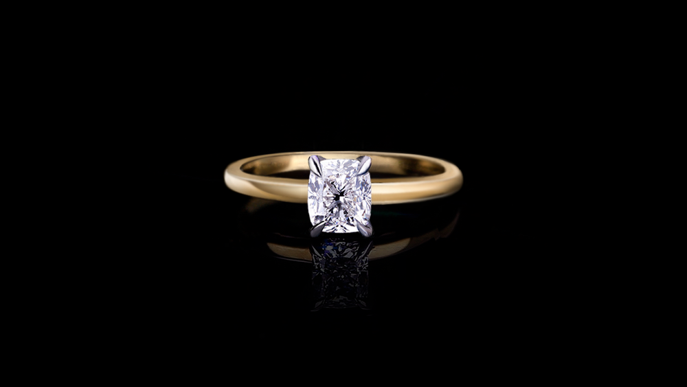Micro 0.80ct Elongated Cushion Diamond Engagement Ring in 18ct white and yellow gold by Stefano Canturi