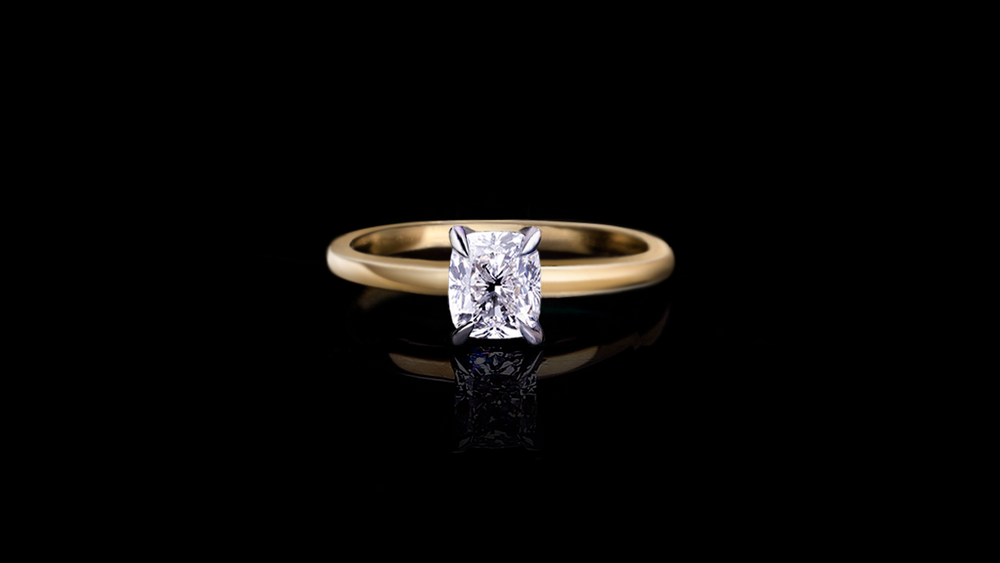 Micro 0.80ct Elongated Cushion Diamond Engagement Ring in 18ct white and yellow gold by Stefano Canturi