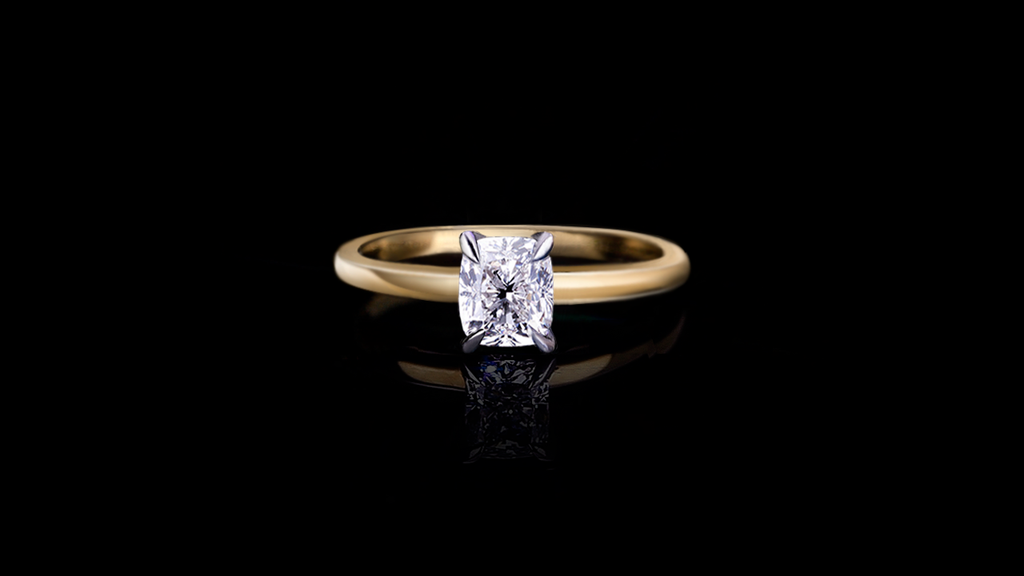 Micro 0.80ct Elongated Cushion Diamond Engagement Ring in 18ct white and yellow gold by Stefano Canturi