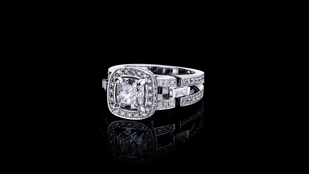 Metropolis 1.03ct Cushion diamond engagement ring in 18ct white gold by Stefano Canturi