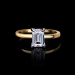 Micro 1.50ct Emerald cut diamond engagement ring in 18ct white and yellow gold by Stefano Canturi