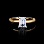 Micro 1.50ct Emerald Cut Diamond Engagement Ring in 18ct white and yellow gold by Stefano Canturi
