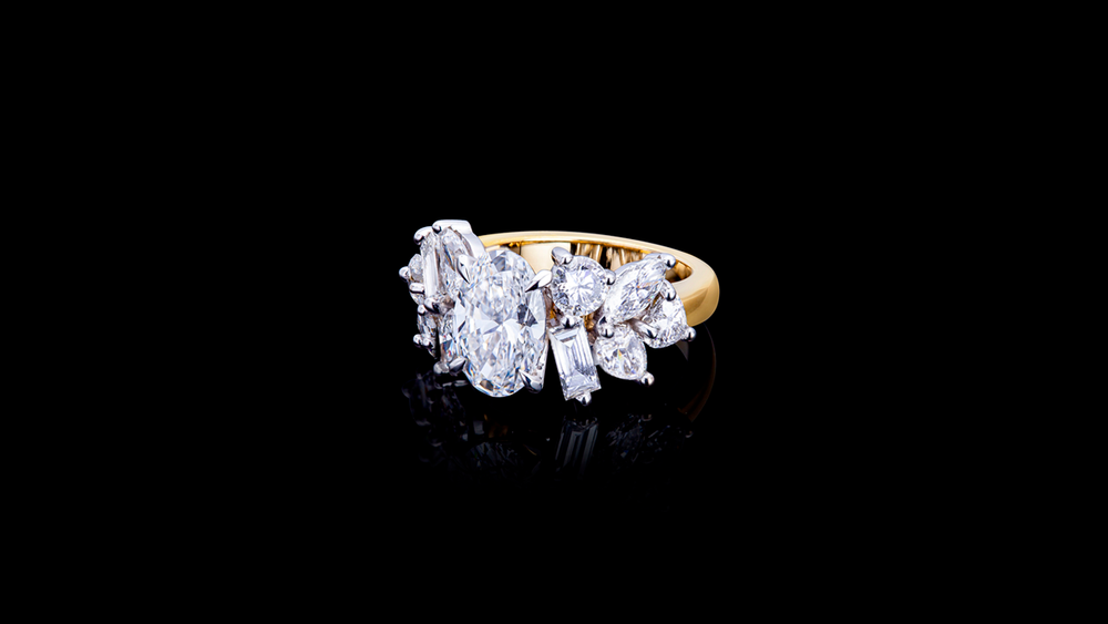 Primavera 2.01ct Oval shape diamond engagement ring in 18ct white and yellow gold by Stefano Canturi