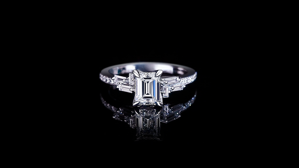 Cubism Upswept 1.18ct Emerald cut diamond engagement ring in 18ct white gold by Stefano Canturi