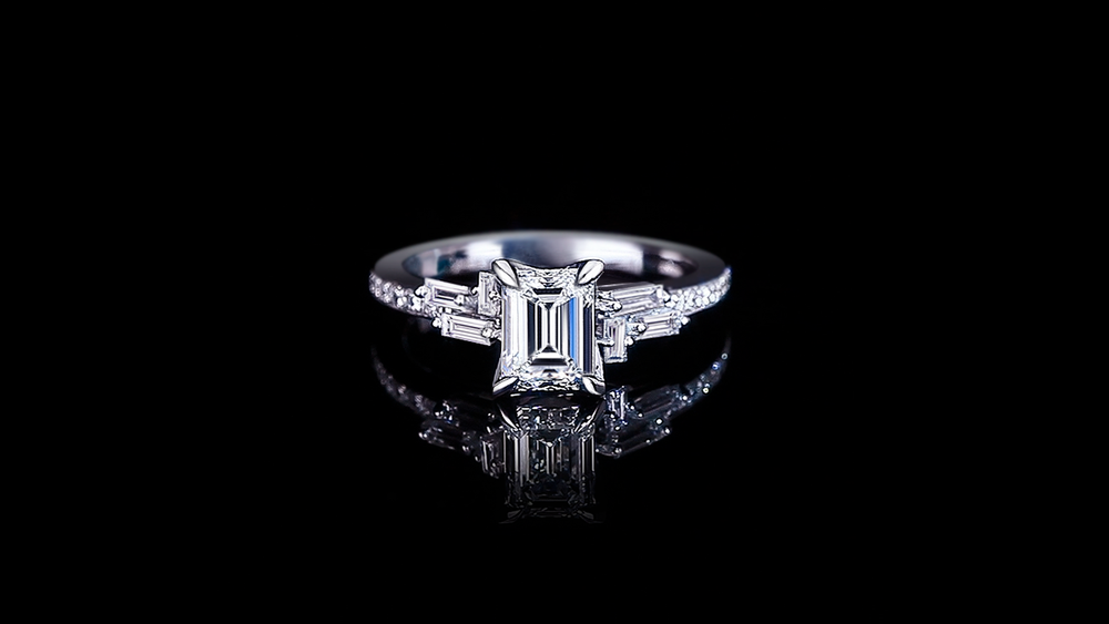 Cubism Upswept 1.18ct Emerald cut diamond engagement ring in 18ct white gold by Stefano Canturi