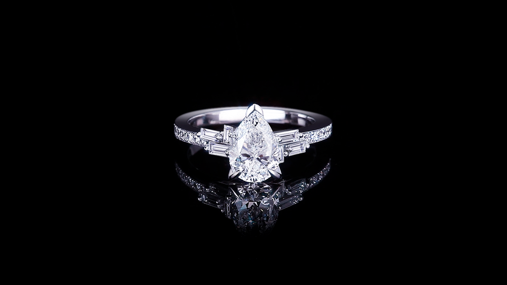 Cubism Upswept 1.51ct Pear shape diamond engagement ring in 18ct white gold by Stefano Canturi