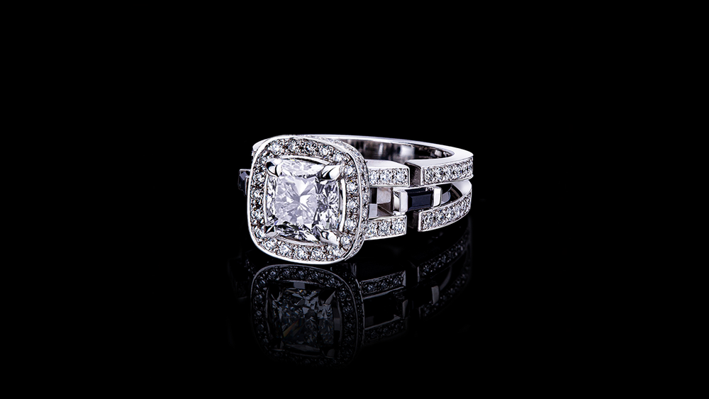 Metropolis Engagement Ring with 1.51ct Cushion diamond, luxury handcrafted jewellery by Canturi, available in Sydney, Melbourne, and Brisbane boutiques.