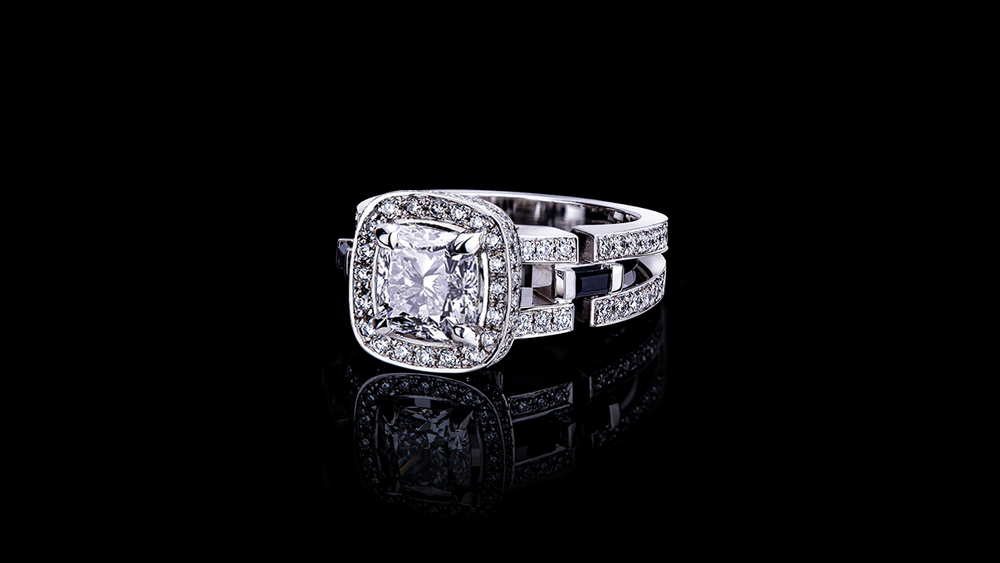 Metropolis Engagement Ring with 1.51ct Cushion diamond, luxury handcrafted jewellery by Canturi, available in Sydney, Melbourne, and Brisbane boutiques.