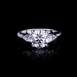 Trilogy 2.50ct Round diamond engagement ring with Pear shape diamonds set in 18ct white gold by Stefano Canturi
