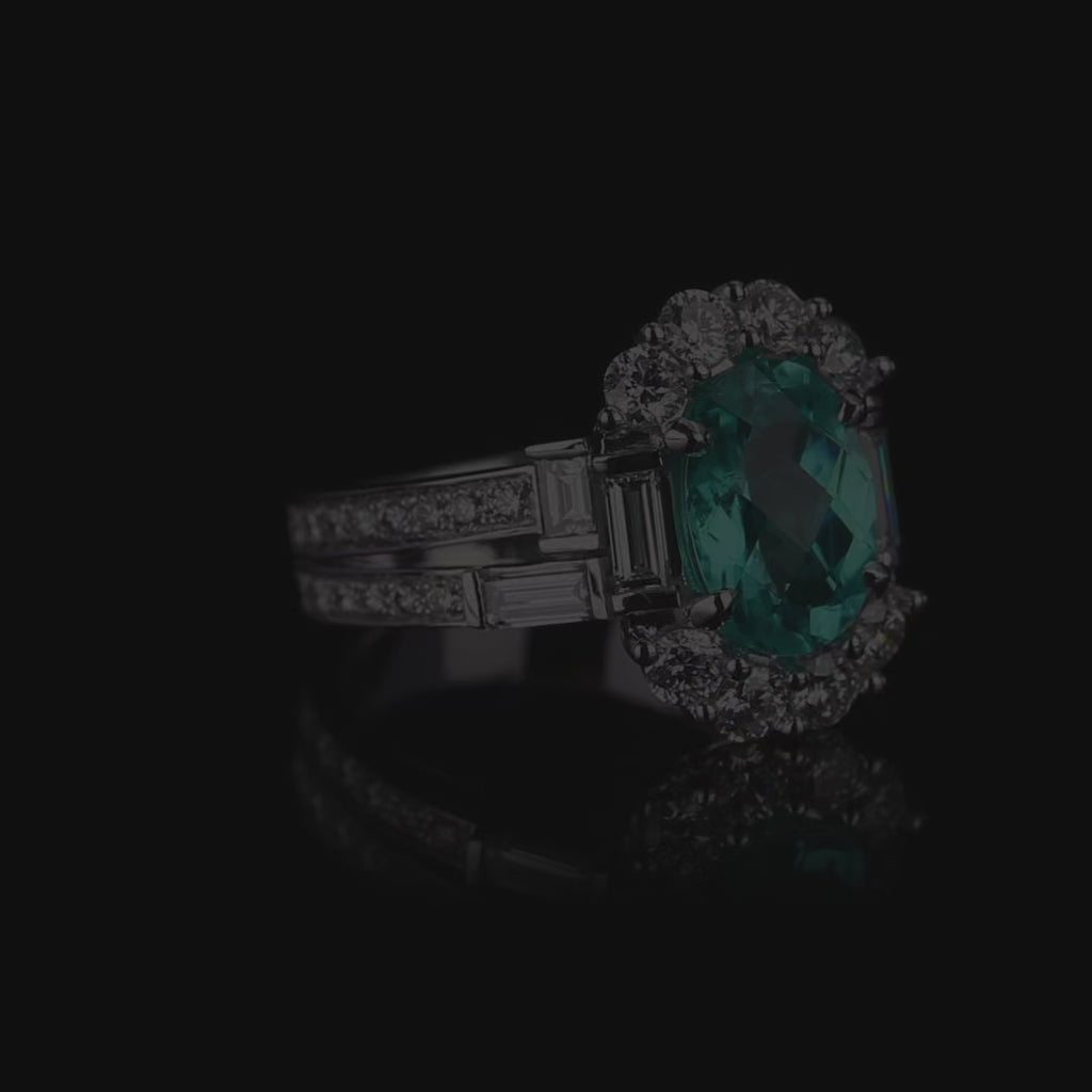 Cubism Renaissance 2.62ct oval paraiba tourmaline gemstone ring set in 18ct white gold by Stefano Canturi