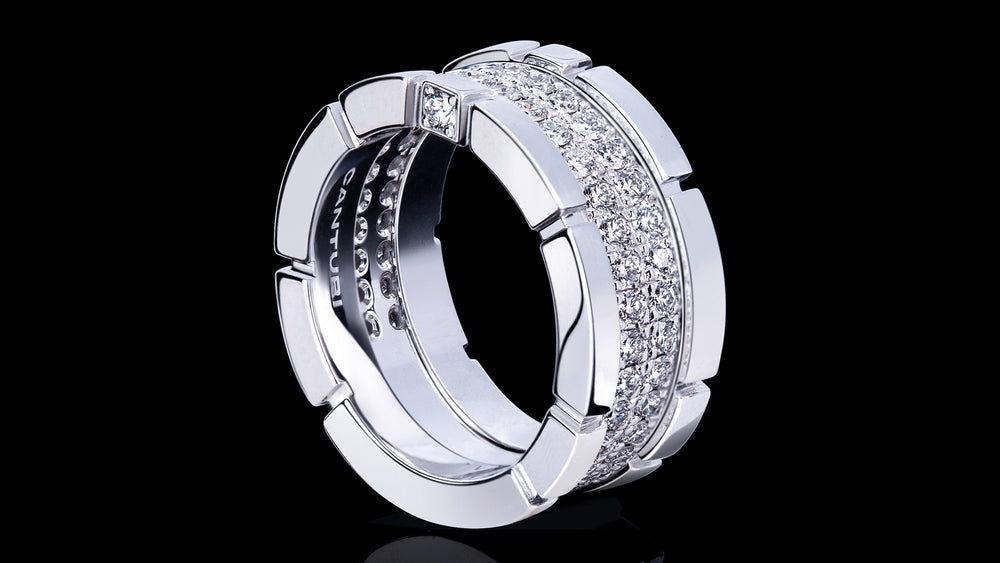 Regina 2 row round brilliant cut diamond ring in 18ct white gold by Stefano Canturi