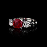 Trilogy 2.26ct cushion cut Burmese ruby and diamond ring set in white gold by Stefano Canturi