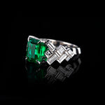 Cubism Abstract 3.33ct Zambian emerald diamond ring set in 18ct white gold by Stefano Canturi