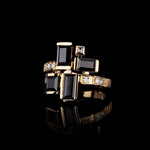 Cubism Australian black sapphire and diamond ing set in yellow gold by Stefano Canturi