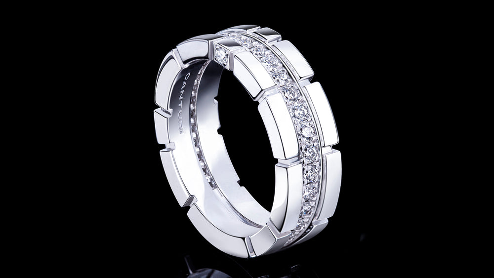 Regina single row diamond ring in 18ct white gold by Stefano Canturi