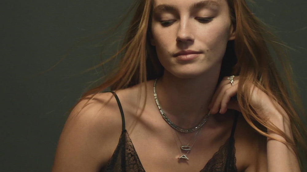 Cubism diamond neckpiece and Alphabet diamond C &amp; A pendants in 18ct white gold by Stefano Canturi