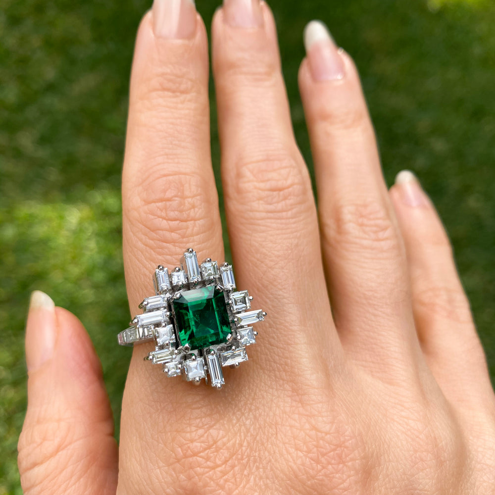 Stella diamond ring with 2.52ct Zambian green emerald by Stefano Canturi