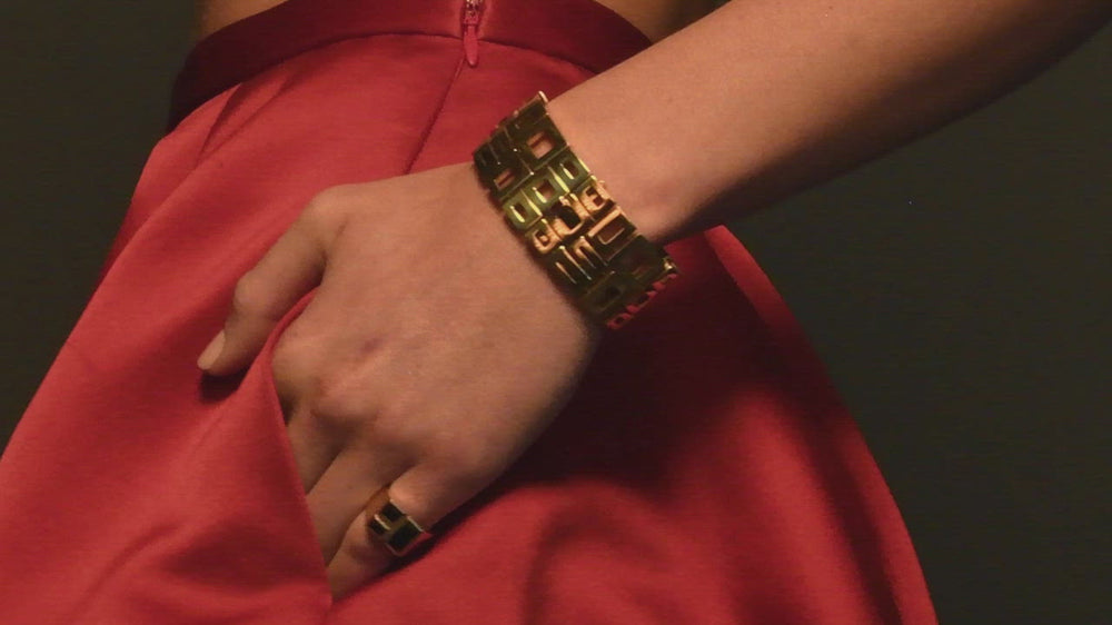 Geometric Plain Cuff in 18ct Yellow Gold by Stefano Canturi