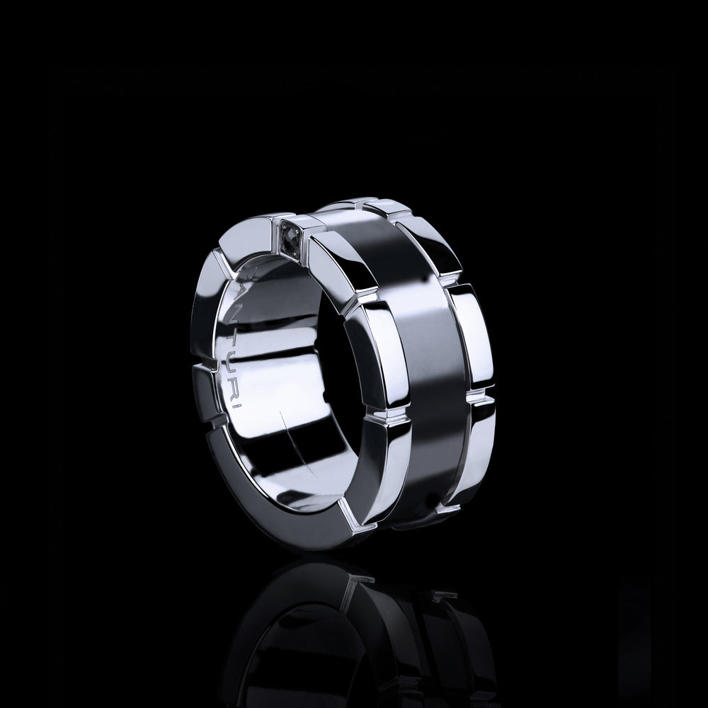 Regina 9mm ceramic ring in 18ct white gold by Stefano Canturi