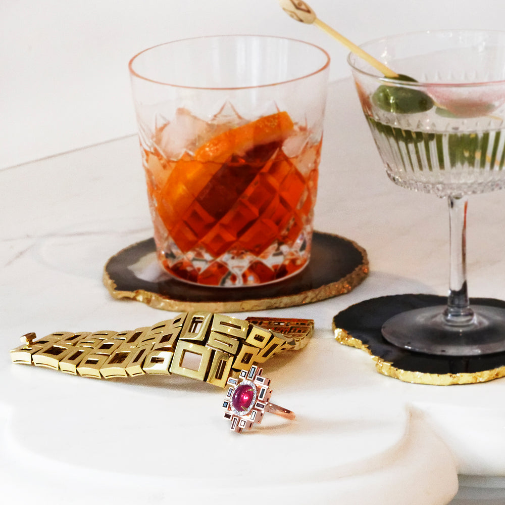 Stella diamond, pink tourmaline and Australian black sapphire ring by Stefano Canturi