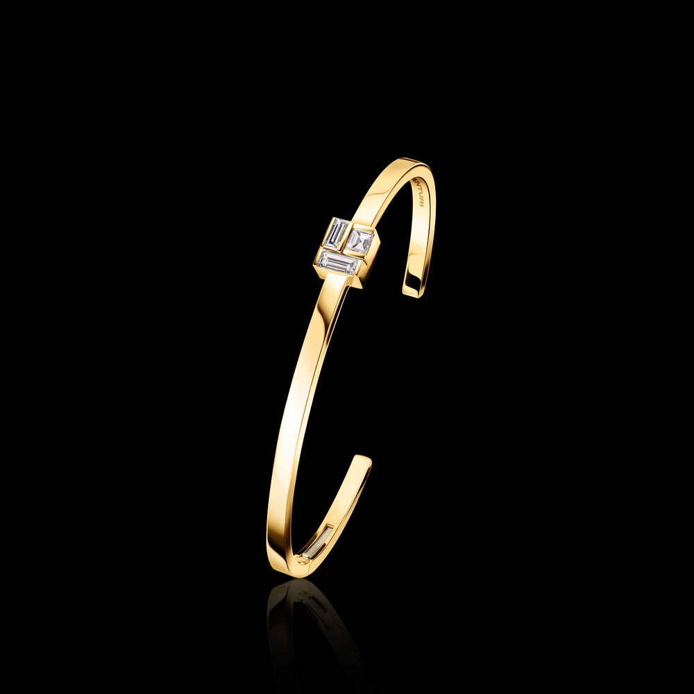 Cubism Stud Bangle | Diamonds, Australian Black Sapphires