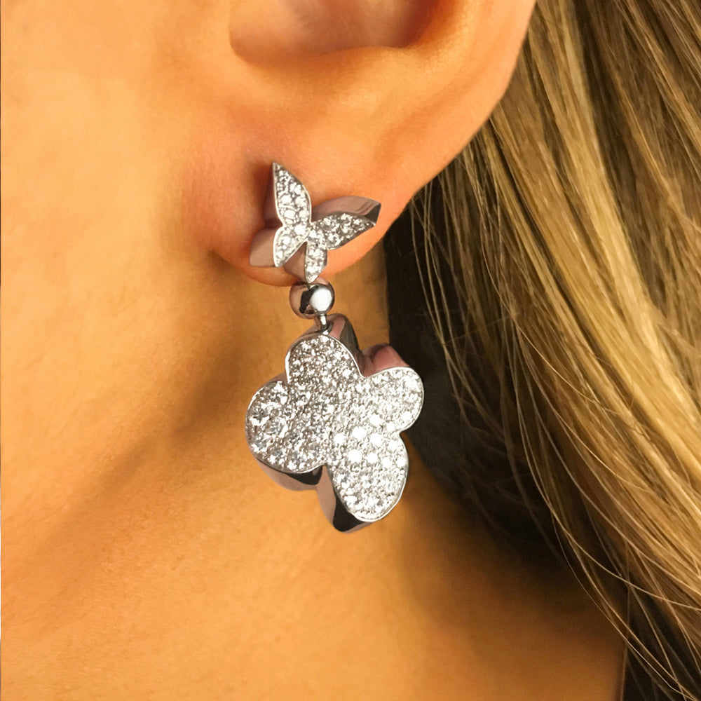 Odyssey 2 drop diamond earrings in 18ct white gold by Stefano Canturi