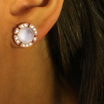 Regina diamond and moonstone earrings set in 18ct pink gold by Stefano Canturi