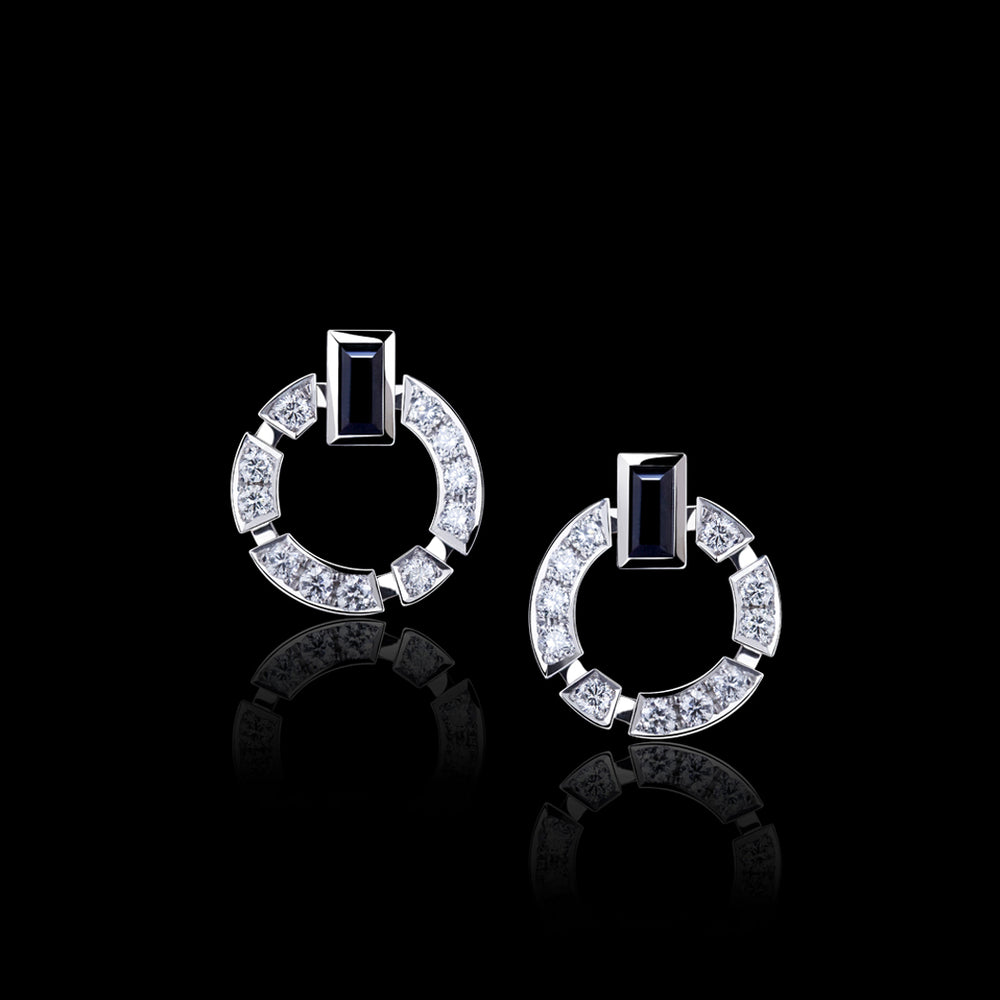 Regina Single Link Diamond and Australian black sapphire earrings by Stefano Canturi