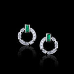Regina diamond and green emerald earrings in 18ct white gold by Stefano Canturi