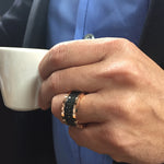 Regina 3 row black diamond ring in 18ct pink gold by Stefano Canturi