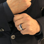 Cubism Radiant Diamond and Australian Black Sapphire Ring set in 18ct White Gold by Stefano Canturi