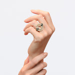 Regina double link diamond and Australian black sapphire ring in 18ct yellow gold by Stefano Canturi