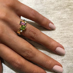 Cubism Colourburst single row gemstone ring in yellow gold by Stefano Canturi