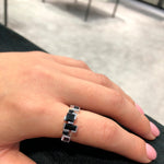 Cubism Radiant Australian black sapphire ring in 18ct white gold by Stefano Canturi