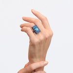 Captivo blue topaz and ceylon sapphire ring by Stefano Cantur