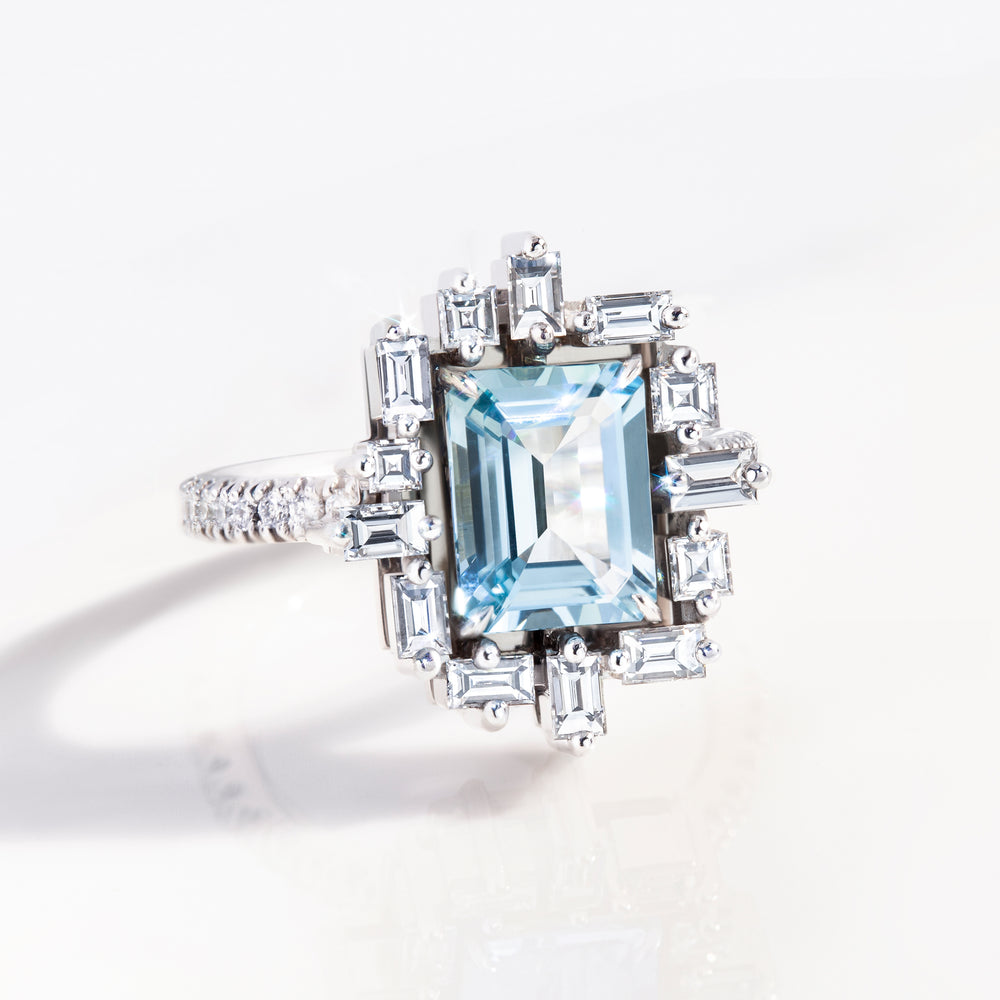 Stella diamond and aquamarine ring by Stefano Canturi