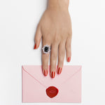 Stella diamond and Australian black sapphire ring set in 18ct white gold by Stefano Canturi