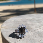 Stella diamond and Australian black sapphire ring set in 18ct white gold by Stefano Canturi