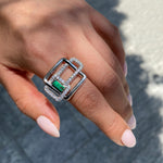 Affinity 3 Link Diamond and Green Emerald Ring by Stefano Canturi