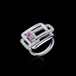Affinity 3 Link diamond and pink sapphire ring by Stefano Canturi