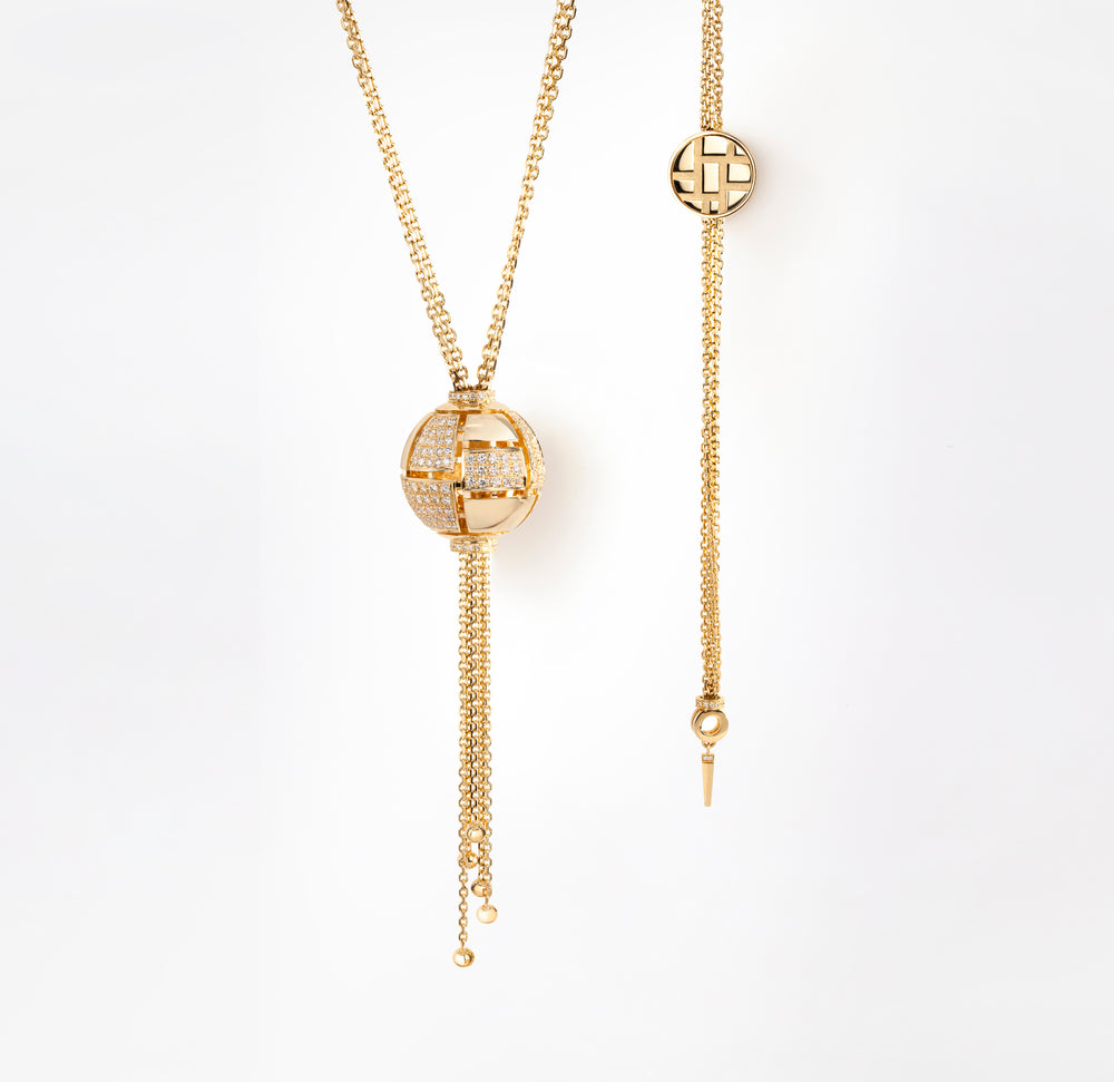 Cubism Globe diamond neckpiece in 18ct yellow gold by Stefano Canturi