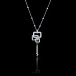 Affinity 3 Link diamond and green emerald bead neckpiece in 18ct white gold by Stefano Canturi