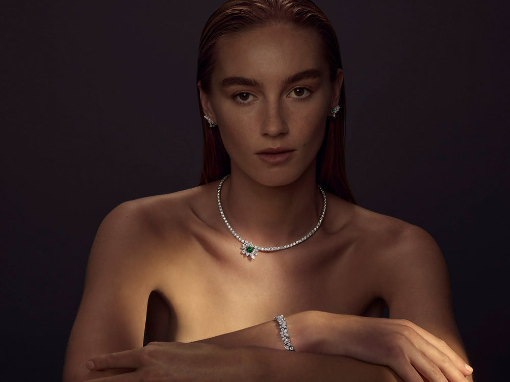 Primavera diamond and Zambian green emerald necklace by Stefano Canturi